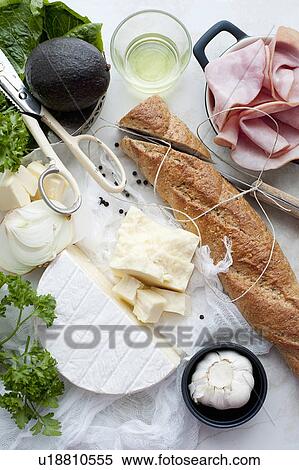 Bread, meat, cheese and oil View Large Photo Image Stock Photography - Bread, meat, cheese and oil. Fotosearch