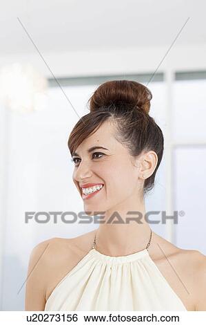 Close up of smiling womans face View Large Photo Image Stock Photograph - Close up of smiling womans face. Fotosearch