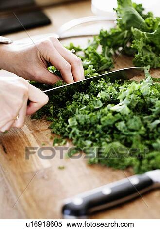 Stock Photography - Close up of woman chopping vegetables. Fotosearch