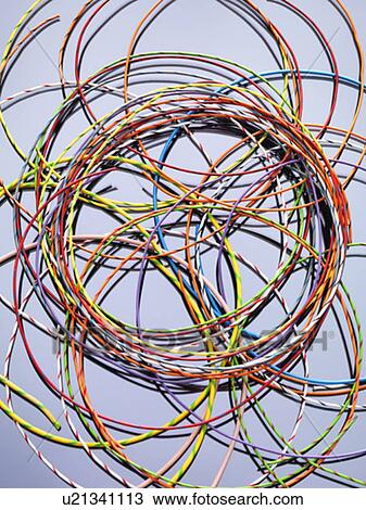 Stock Image - Colorful cables used in electrical and computer communications. Fotosearch
