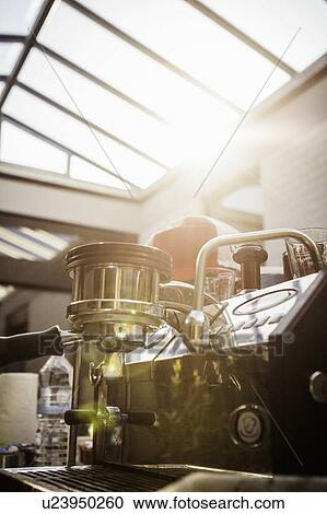 Espresso machine in coffee shop View Large Photo Image Stock Image - Espresso machine in coffee shop. Fotosearch