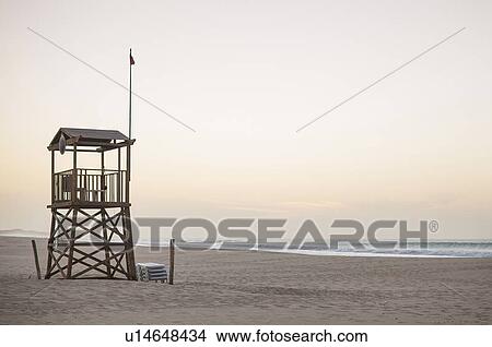 Picture - Lifeguard tower on beach. Fotosearch
