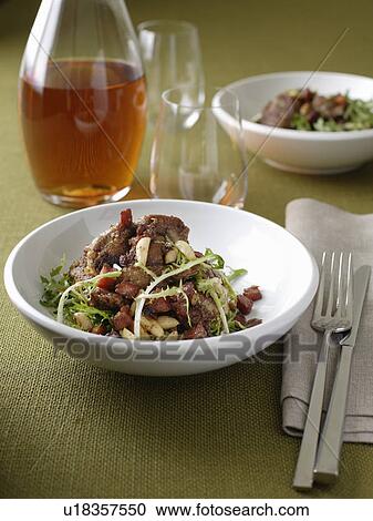 Plate of chicken livers with salad View Large Photo Image Stock Image - Plate of chicken livers with salad. Fotosearch