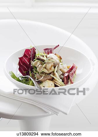 Plate of mushroom salad View Large Photo Image Picture - Plate of mushroom salad. Fotosearch