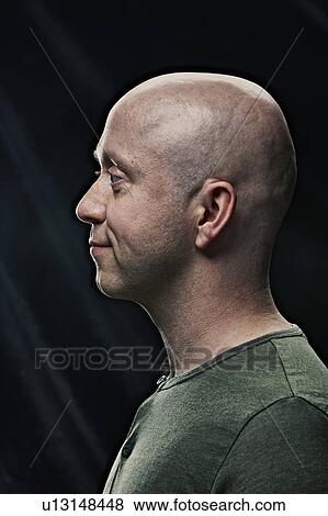 Profile view of bald man View Large Photo Image Stock Photo - Profile view of bald man. Fotosearch