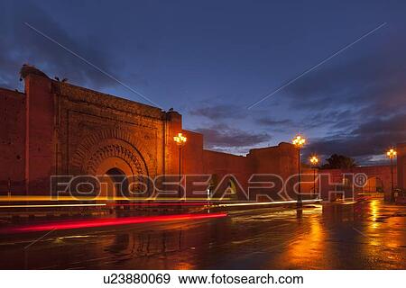 Traffic at Marrakesh city gate View Large Photo Image Stock Photo - Traffic at Marrakesh city gate . Fotosearch
