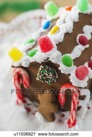 Close-up f gingerbread house View Large Photo Image Stock Photo - Close-up f gingerbread house. Fotosearch