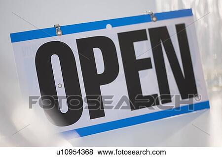 Stock Photo - Close-up of open sign. Fotosearch