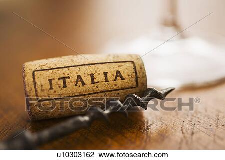 Stock Image - Cork with corkscrew. Fotosearch