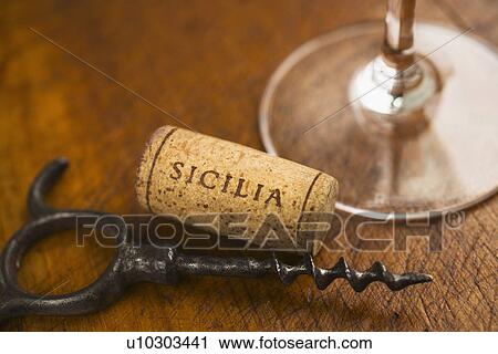 Stock Image - Cork with corkscrew. Fotosearch