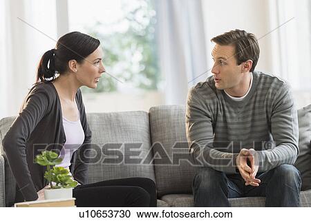 Stock Image - Couple having argument. Fotosearch