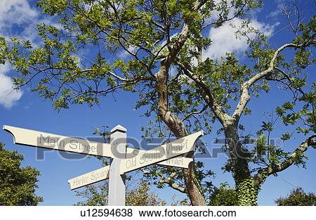 Stock Photo - Low angle view of direction signs. Fotosearch