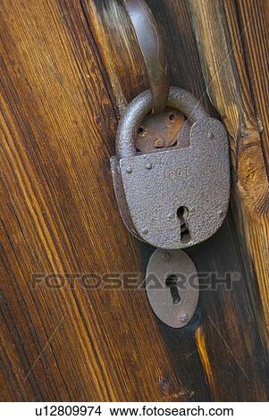 Padlock on wooden cabin, Zebulon Baird Vance birthplace View Large Photo Image Picture - Padlock on wooden cabin, Zebulon Baird Vance birthplace. Fotosearch