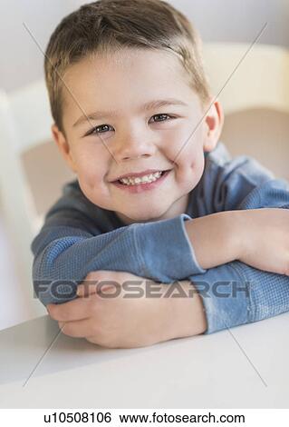 Portrait of boy (4-5) smiling View Large Photo Image Stock Photograph - Portrait of boy (4-5) smiling. Fotosearch