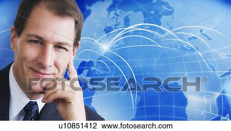 Portrait of businessman with world map in background View Large Photo Image Stock Image - Portrait of businessman with world map in background. Fotosearch