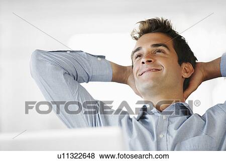 Portrait of man taking break View Large Photo Image Stock Photo - Portrait of man taking break. Fotosearch