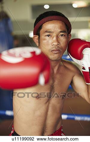 Portrait of mid adult male boxer in fighting stance View Large Photo Image Stock Image - Portrait of mid adult male boxer in fighting stance. Fotosearch