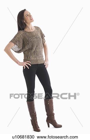 Portrait of mid adult woman looking up View Large Photo Image Stock Image - Portrait of mid adult woman looking up. Fotosearch