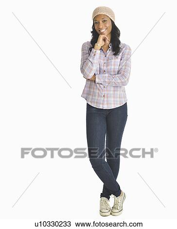 Stock Image - Portrait of mid adult woman. Fotosearch
