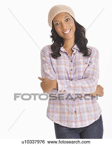 Stock Photograph - Portrait of mid adult woman. Fotosearch