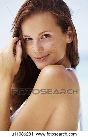 Portrait of young woman in bikini View Large Photo Image Stock Image - Portrait of young woman in bikini. Fotosearch