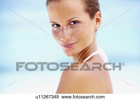 Portrait of young woman  View Large Photo Image Stock Photo - Portrait of young woman . Fotosearch