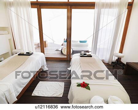 Spa treatment room View Large Photo Image Stock Photograph - Spa treatment room. Fotosearch