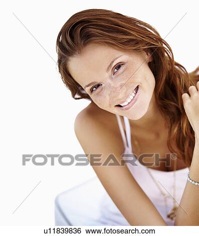 Studio portrait of pretty woman View Large Photo Image Stock Photograph - Studio portrait of pretty woman. Fotosearch