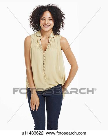 Studio portrait of young woman View Large Photo Image Stock Image - Studio portrait of young woman. Fotosearch
