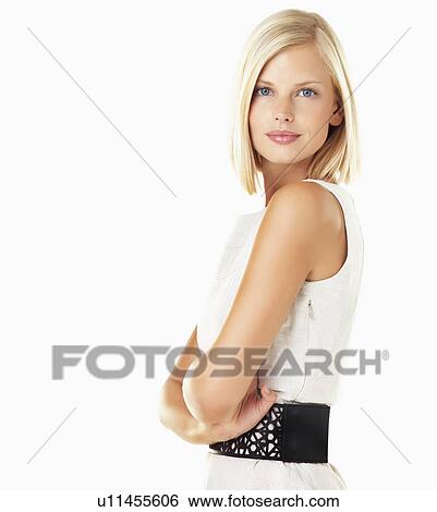 Studio portrait of young woman View Large Photo Image Stock Photograph - Studio portrait of young woman. Fotosearch
