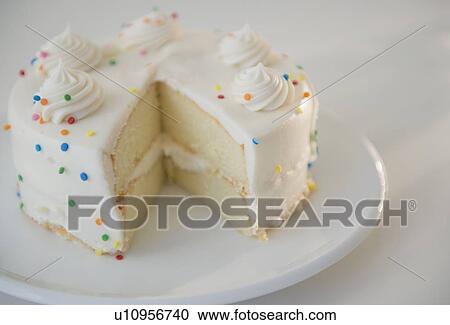 Stock Image - Studio shot of birthday cake. Fotosearch