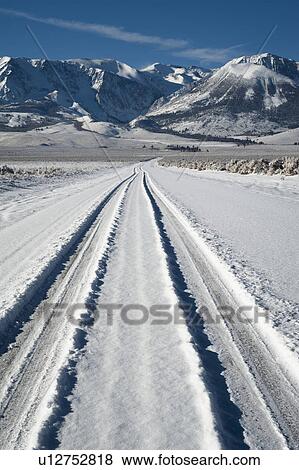 Tyre track on snow View Large Photo Image Stock Photo - Tyre track on snow. Fotosearch