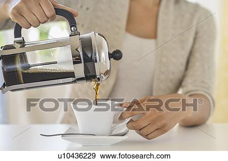 Stock Photo - Woman pouring coffee. Fotosearch