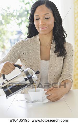 Woman pouring coffee View Large Photo Image Stock Photography - Woman pouring coffee. Fotosearch