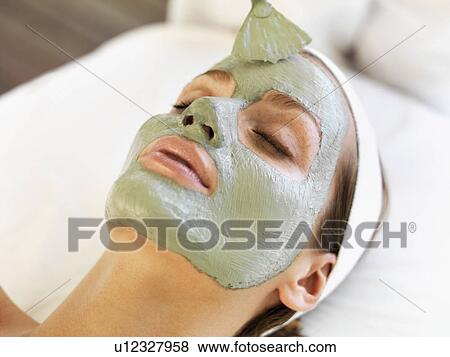 Woman receiving face spa therapy View Large Photo Image Stock Photo - Woman receiving face spa therapy. Fotosearch