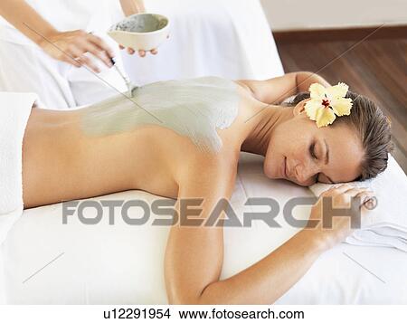 Woman receiving spa treatment View Large Photo Image Picture - Woman receiving spa treatment. Fotosearch