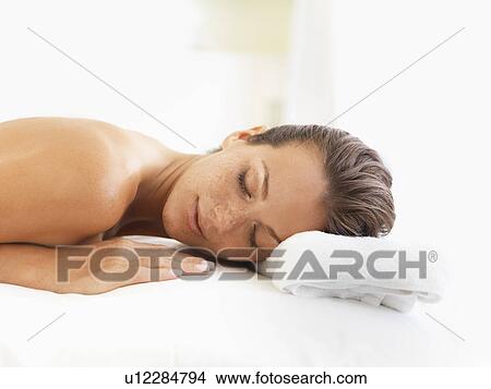 Picture - Woman relaxing in spa. Fotosearch