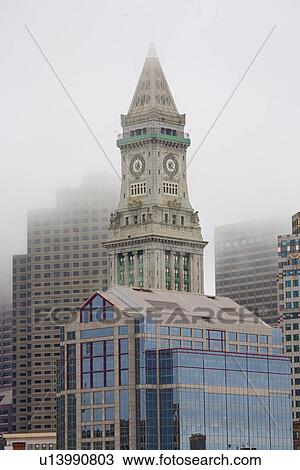 Boston Skyline in fog features Commerce House Tower, Boston, MA. View Large Photo Image Stock Image - Boston Skyline in fog features Commerce House Tower, Boston, MA.. Fotosearch