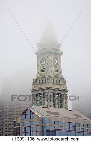 Boston Skyline in fog features Commerce House Tower, Boston, MA. View Large Photo Image Stock Photograph - Boston Skyline in fog features Commerce House Tower, Boston, MA.. Fotosearch