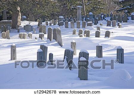 Stock Photo - Cemetery in Snow. Fotosearch