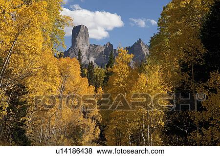 Stock Photo - Chimney Peak and Courthouse Mountains in the Uncompahgre National Forest, Colorado. Fotosearch