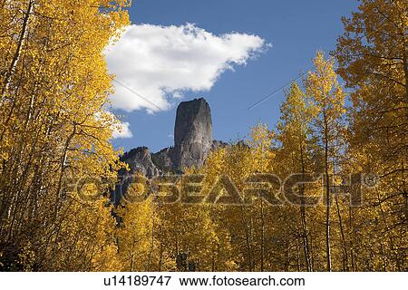 Stock Photo - Chimney Peak and Courthouse Mountains in the Uncompahgre National Forest, Colorado. Fotosearch