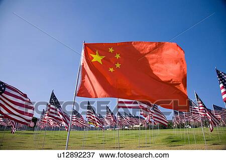 Chinese & US Flag View Large Photo Image Stock Photo - Chinese & US Flag. Fotosearch