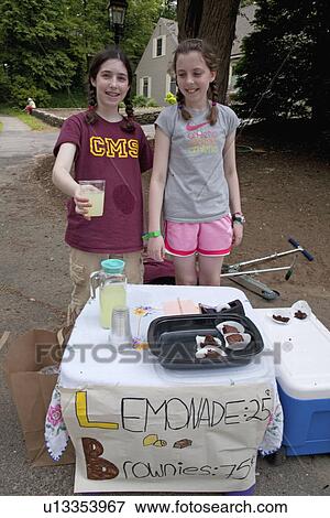 Lemonaide Girls, Concord, MA View Large Photo Image Stock Photo - Lemonaide Girls, Concord, MA. Fotosearch