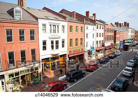 Market Street, Portsmouth, New Hampshire, Main Street USA View Large Photo Image Stock Photo - Market Street, Portsmouth, New Hampshire, Main Street USA. Fotosearch