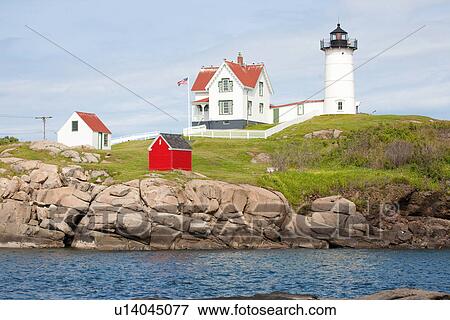 Stock Photo - Nubble Lighthouse, Cape Neddick, York, Maine. Fotosearch