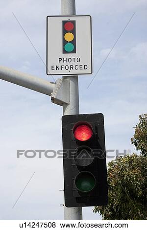 Stock Photo - Photo Enforced Traffic Warning Sign. Fotosearch
