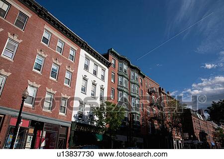 Stock Image - Red brick building fronts on Hanover Street. Fotosearch