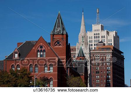 Skyline and church on Grand Avenue, St. Louis, Mo. View Large Photo Image Stock Photography - Skyline and church on Grand Avenue, St. Louis, Mo.. Fotosearch