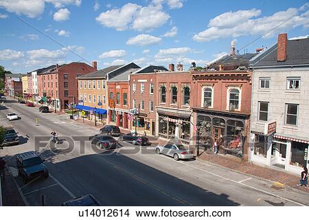 Storefronts line Water Street in Hallowell, Maine View Large Photo Image Picture - Storefronts line Water Street in Hallowell, Maine. Fotosearch
